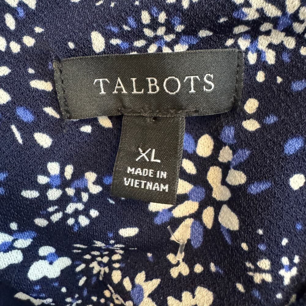 Talbots Floral Button Front Fit and Flare Midi Dress in Blue and White XL - Picture 6 of 8
